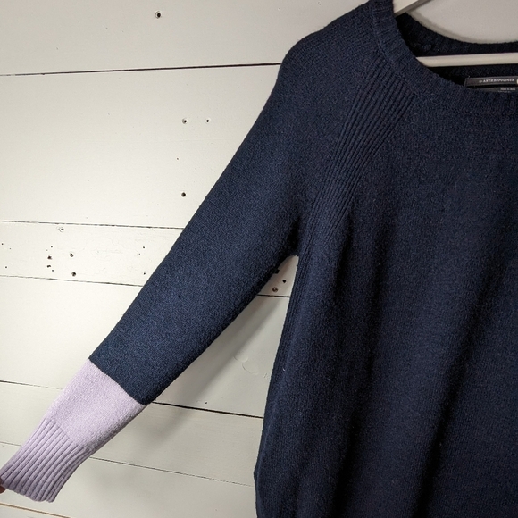 Anthropologie Rebekah Tunic Sweater in Navy/Purple Size Small - Picture 5 of 9